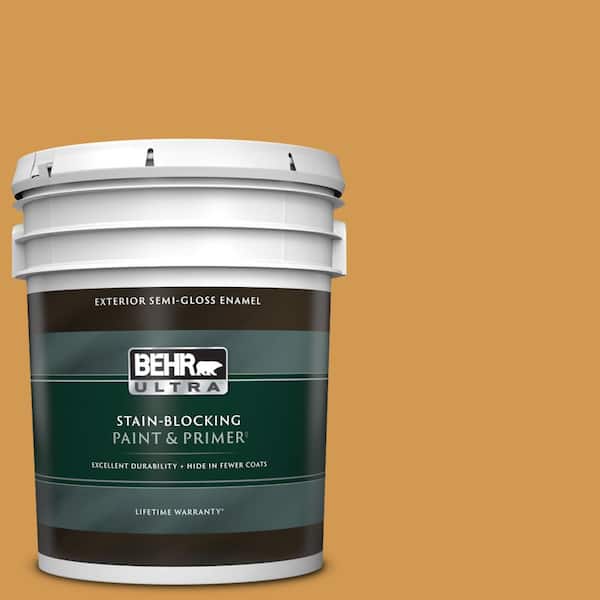 BEHR ULTRA 5 gal. #PPU6-02 Saffron Strands Semi-Gloss Enamel Exterior Paint & Primer