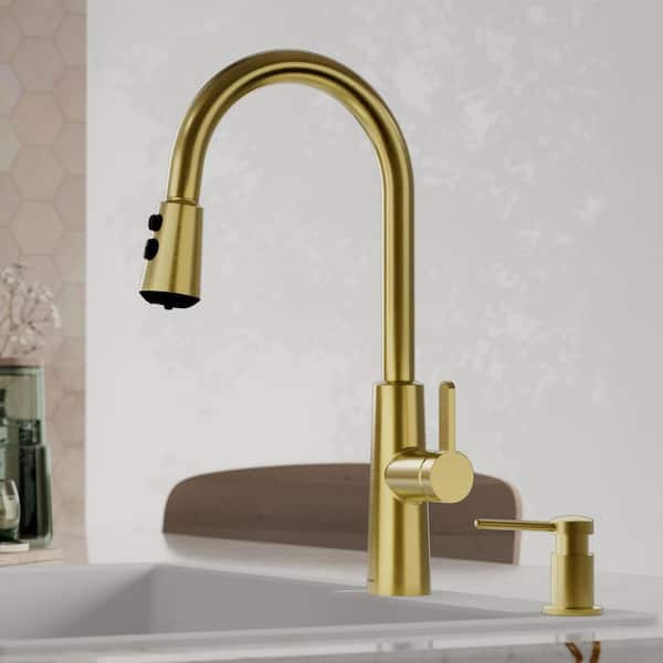 Elmsworth Single Handle Pull-Down Sprayer Kitchen Faucet in Spot-Free Brushed Gold