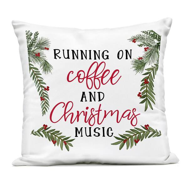 Coffee and Christmas Music Green Square Outdoor Throw Pillow