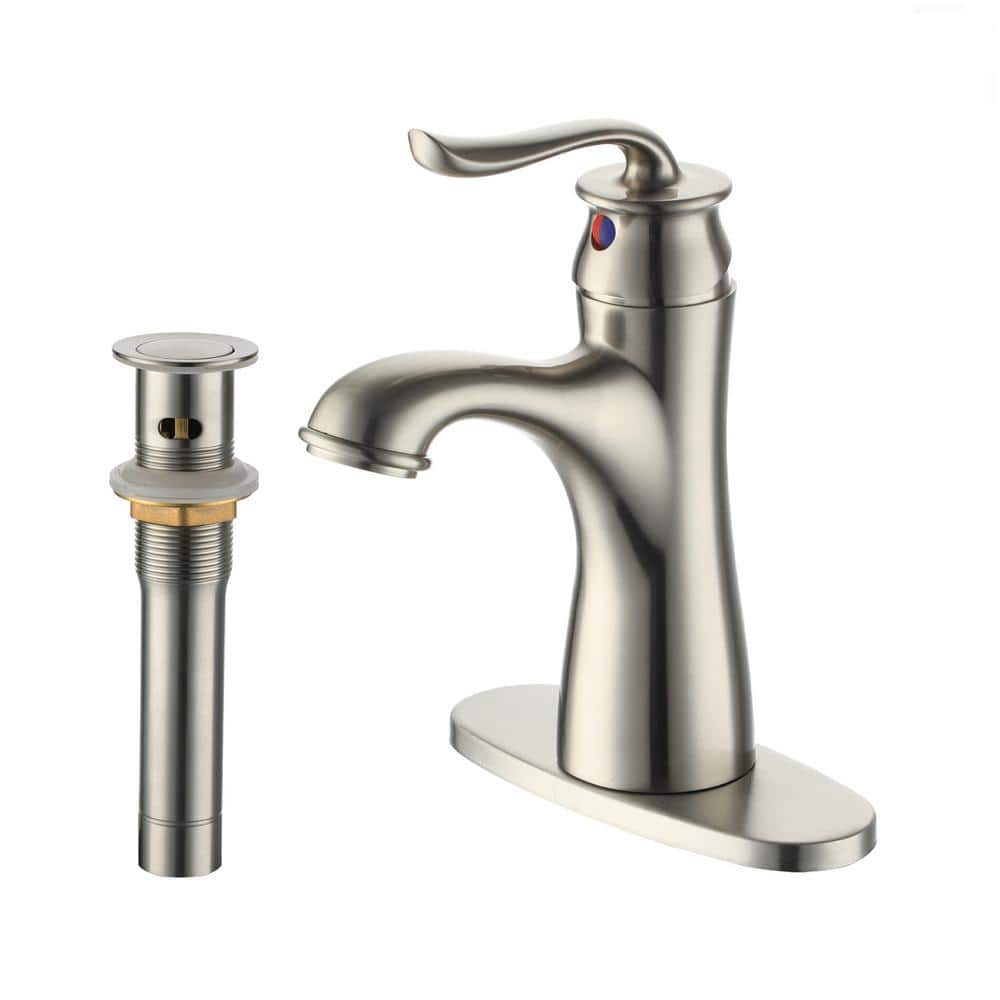 1.2 GPM Single Handle Single Hole Bathroom Faucet with Deckplate Included a