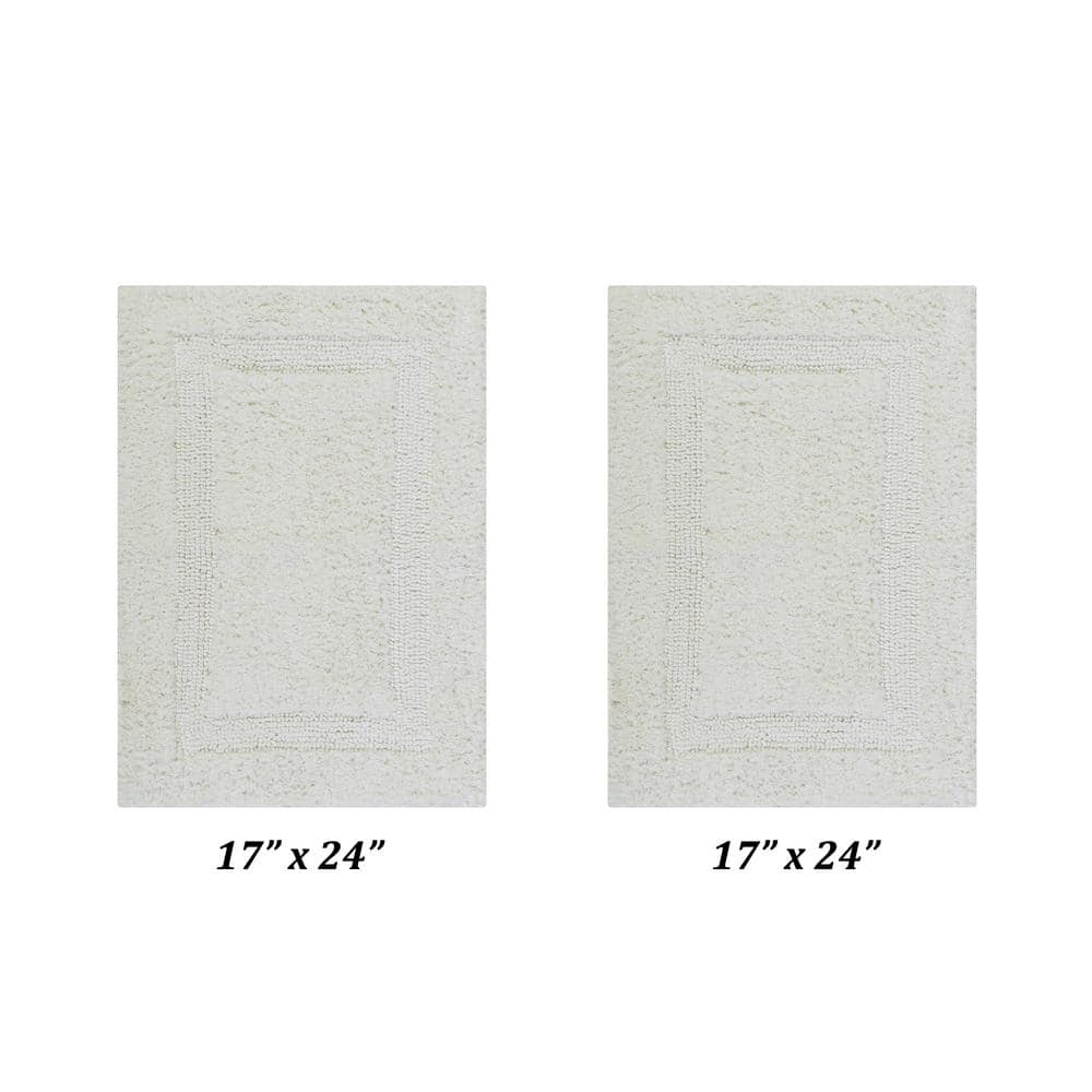 Ivory Soft Plush Cotton 2-Piece Reversible Bathroom Rug Set