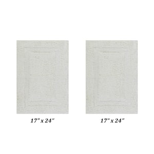 Lux Collection Ivory 17 in. x 24 in. and 17 in. x 24 in. 100% Cotton 2-Piece Bath Rug Set