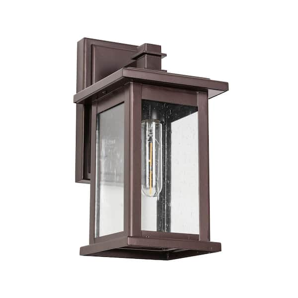 Jushua 1 Light Oil Rubbed Bronze Not Motion Sensing Outdoor Hardwired Wall Lantern Sconce With