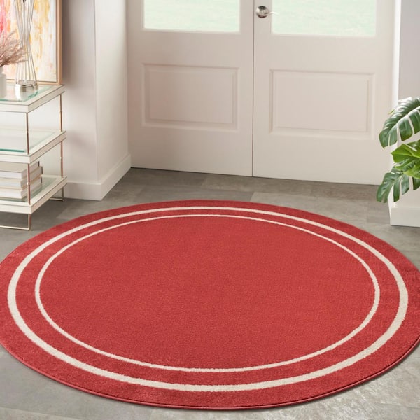 Nourison Essentials Brick Ivory 8 ft. x 8 ft. Solid Contemporary Round Area Rug