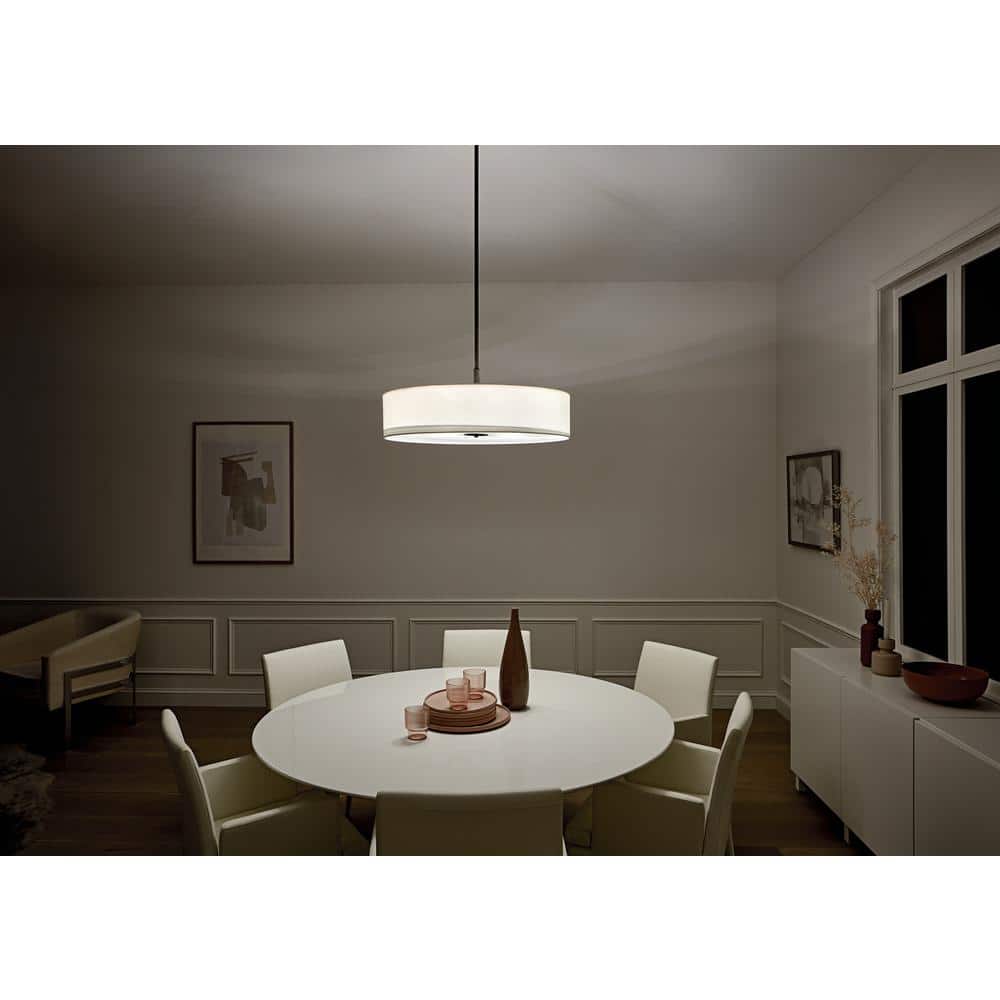 Transitional Olde Bronze 30" Drum Pendant with White Shade