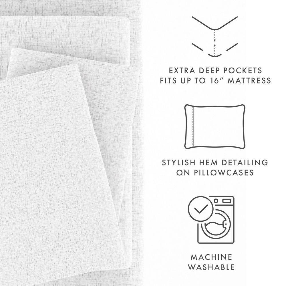 White Twin Deep Pocket Microfiber Sheet Set