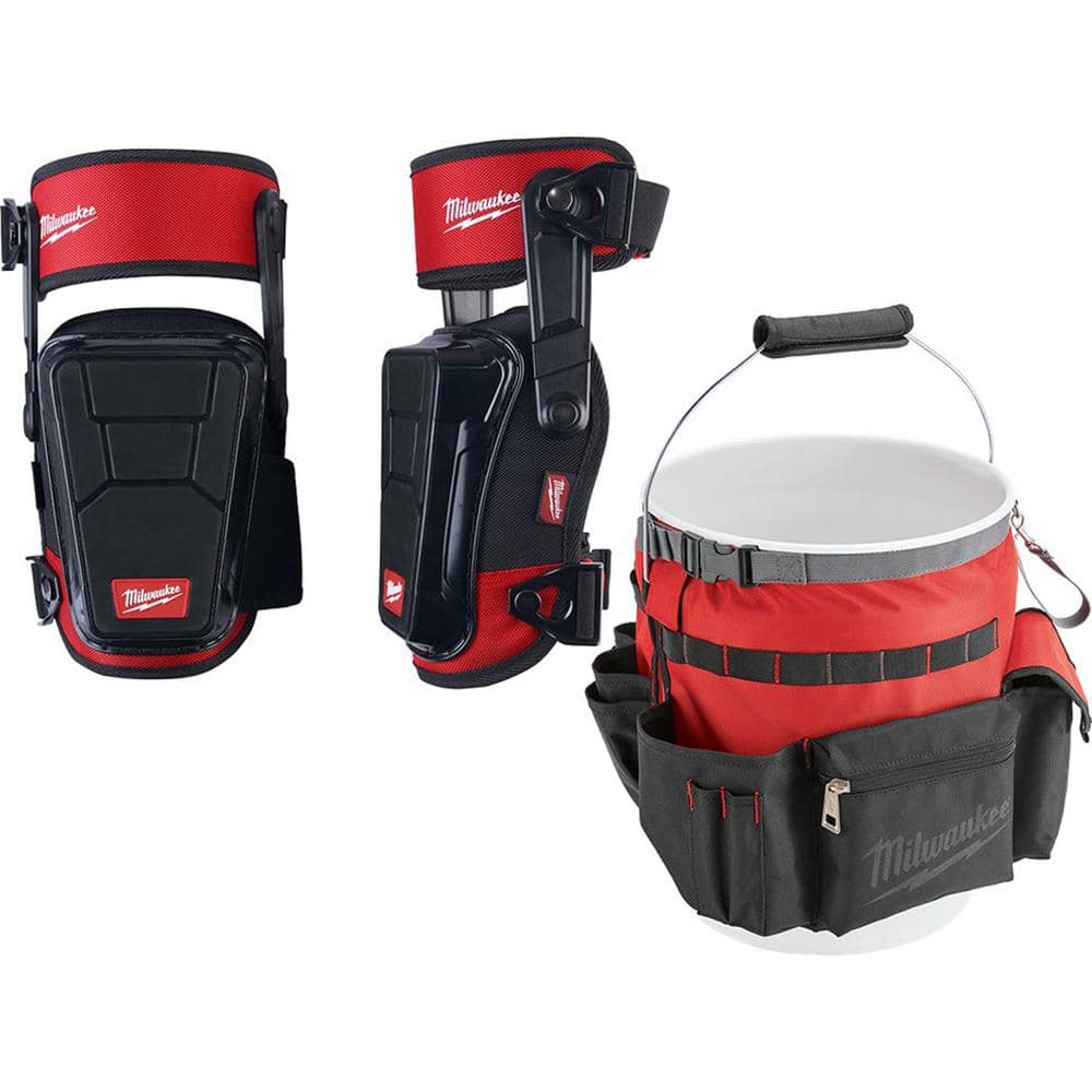 Milwaukee High Performance Stabilizing Shell Knee Pad with Bucket Organizer  Tool Bag 48-73-6050-48-22-8175 The Home Depot