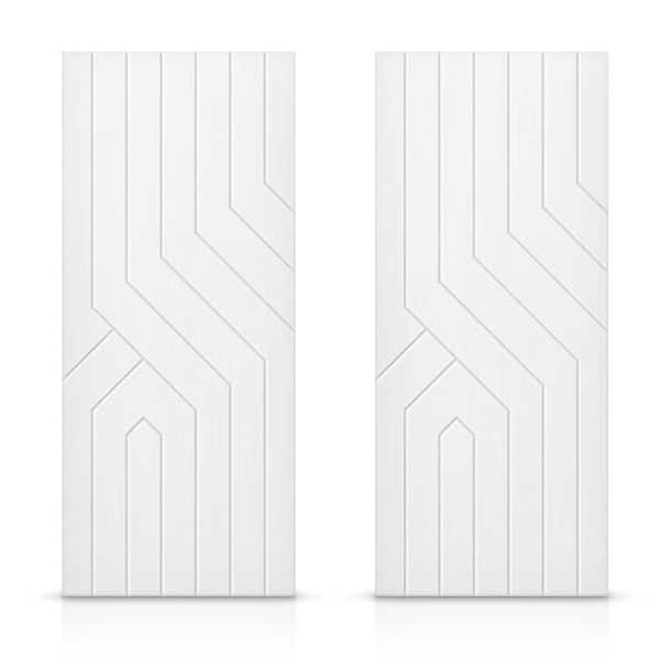 60 in. x 96 in. Hollow Core White Painted Composite MDF Interior Double Closet Sliding Doors