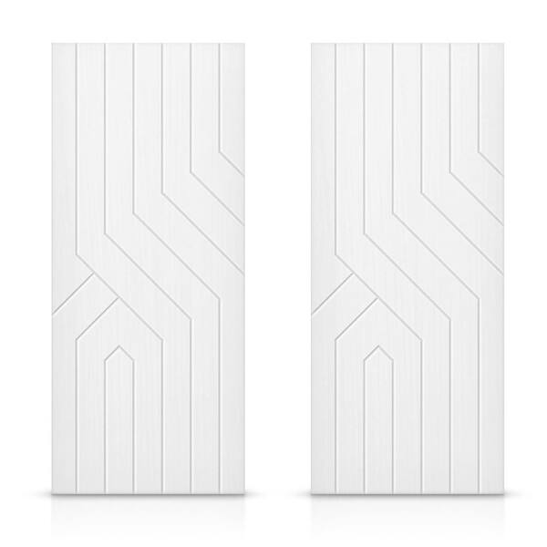 CALHOME 84 in. x 96 in. Hollow Core White Painted Composite MDF Interior Double Closet Sliding Doors