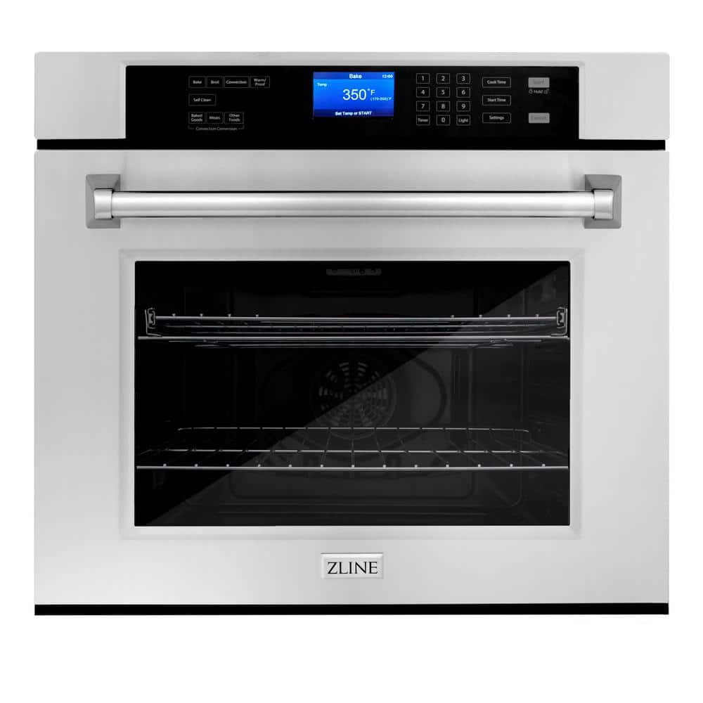 ZLINE Kitchen and Bath 30 in. Single Electric Wall Oven with True Convection in Stainless Steel, Brushed 430 Stainless Steel