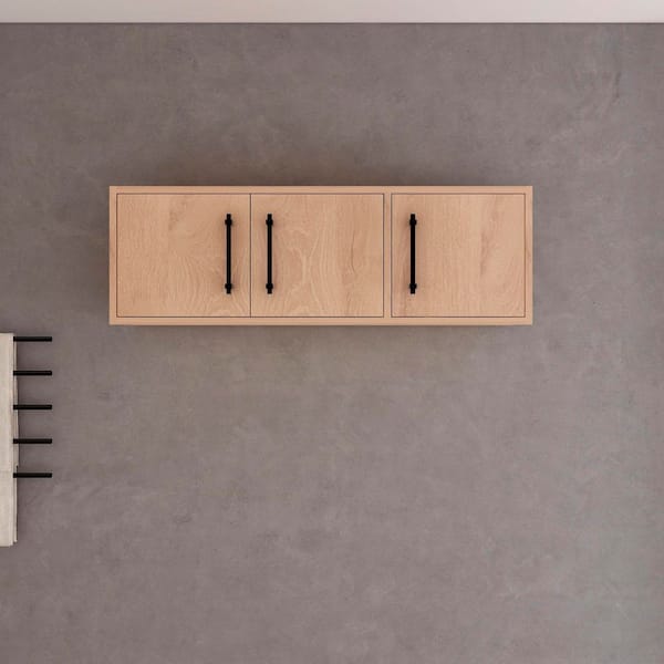 BV Better Vanity Victoria 42 in. W x 11.8 in. D x 13.78 in. H Brown Plywood Wall Overhead Floating Linen Cabinet in Red Oak