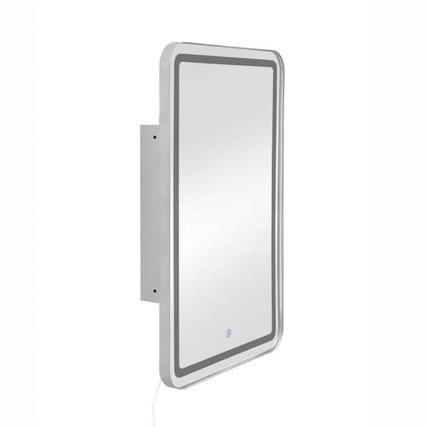 Avex Silver 20.67 in. W x 33.66 in. H Rectangular Iron Medicine Cabinet with Mirror and LED Light