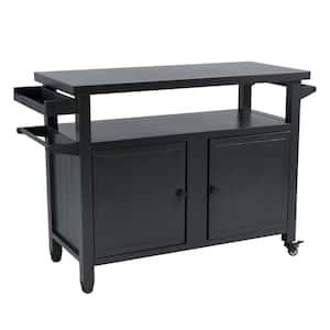 BBQ Grill Storage Cart/Bin Grey Rectangle Metal Table Kitchen Dining Table 51.67 in. X 35.51 in. Patio Home Party Bar