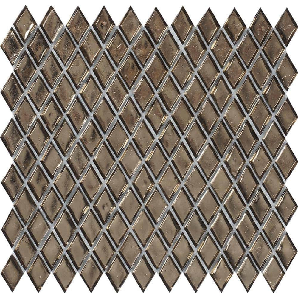 Apollo Tile 10 Pack 10.8-in x 11.4-in Gold Diamond Glossy Glass Mosaic Floor and Wall Tile (8.55 Sq ft/case)