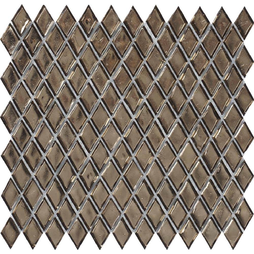 10.8 in. x 11.4 in. Gold Diamond Glossy Glass Mosaic Floor and Wall Tile (8.55 sq. ft./Case) price history on PriceWatchPro