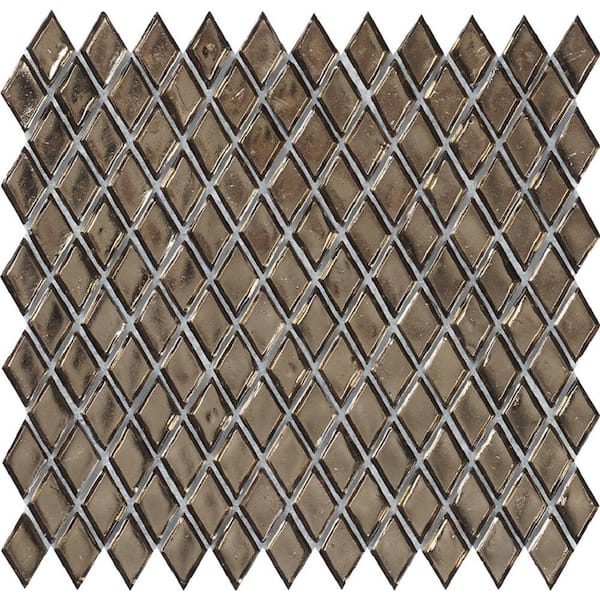 Apollo Tile 10.8 in. x 11.4 in. Gold Diamond Glossy Glass Mosaic Floor and Wall Tile (8.55 sq. ft./Case)