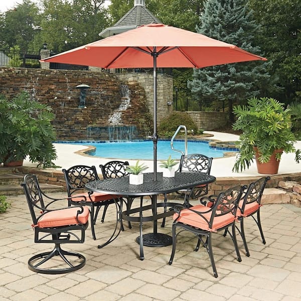 Sanibel 72 in. Black Oval Cast Aluminum Outdoor Dining Table
