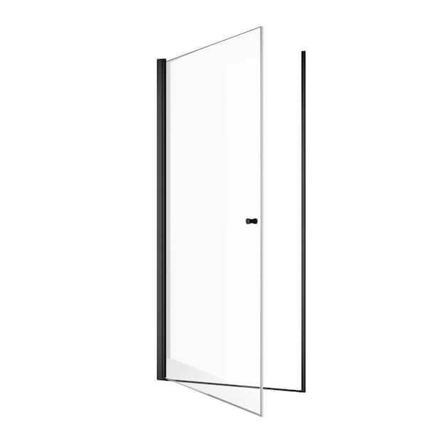 24 in. W x 72 in. H Semi-Frameless Circular Pivot Shower Door in Matte Black With 1/4 in.(6mm) Thick SGCC Tempered Glass