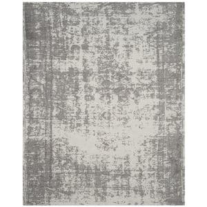 Classic Vintage Silver/Ivory 9 ft. x 12 ft. Border Area Rug