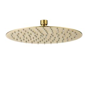 1-Spray Patterns with 2.5 GPM 10 in. Round Wall Mount Metal Ultra-Thin Fixed Shower Head in Brushed Gold