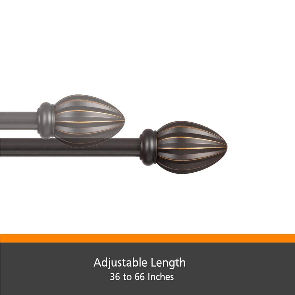 Kenney Bronze Adjustable Curtain Rod with Decorative Finials