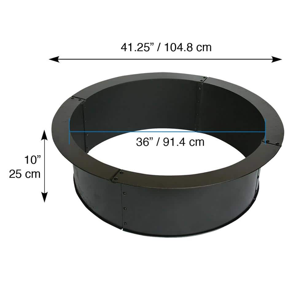Black 36" Round Heavy-Duty Steel Fire Pit Ring