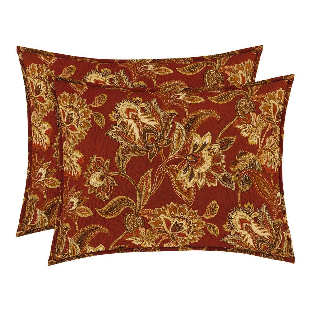 Montecito Red and Gold Floral Jacobean Full Quilt Set