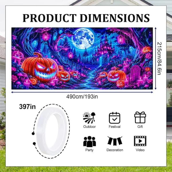 Justincity UV Reactive Halloween Outdoor Garage Door Banner Cover