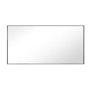 60 in. W x 30 in. H Large Rectangular Aluminum Framed Wall Mounted Bathroom Vanity Mirror in Black