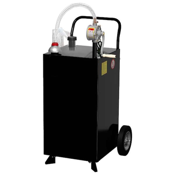 Heavy-Duty Steel Portable Fuel Storage Tank with Manual Transfer Pump for Cars, Lawn Mowers, ATVs, Boats