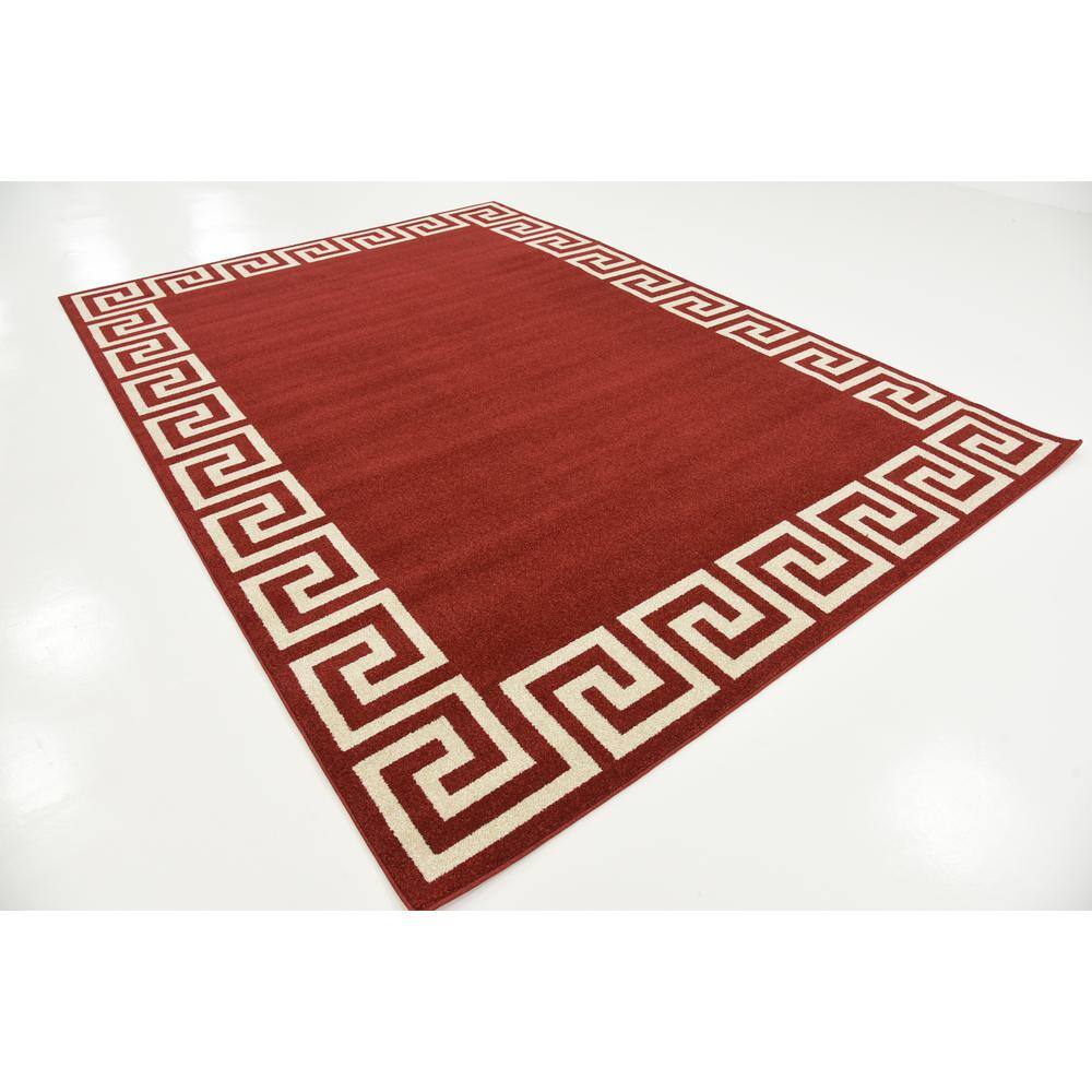 Rectangular Terracotta Geometric Easy Care Synthetic Rug
