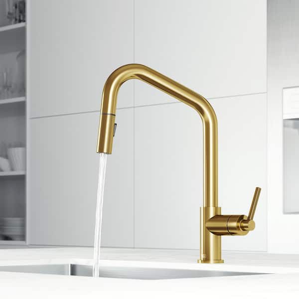 VIGO Utopia 14 in. H Single Handle Pull-Down Sprayer Kitchen Bar