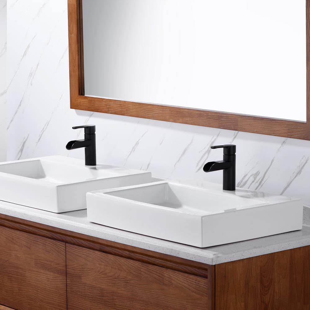 Matte Black Modern Single-Handle Waterfall Bathroom Faucet