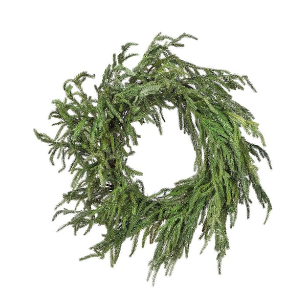 Regency International 24 in. Green Artificial Iced Garden Norfolk Pine Wreath