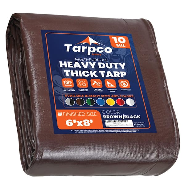 TARPCO SAFETY 6 ft. x 8 ft. Brown/Black 10 Mil Heavy Duty Polyethylene Tarp, Waterproof, UV Resistant, Rip and Tear Proof