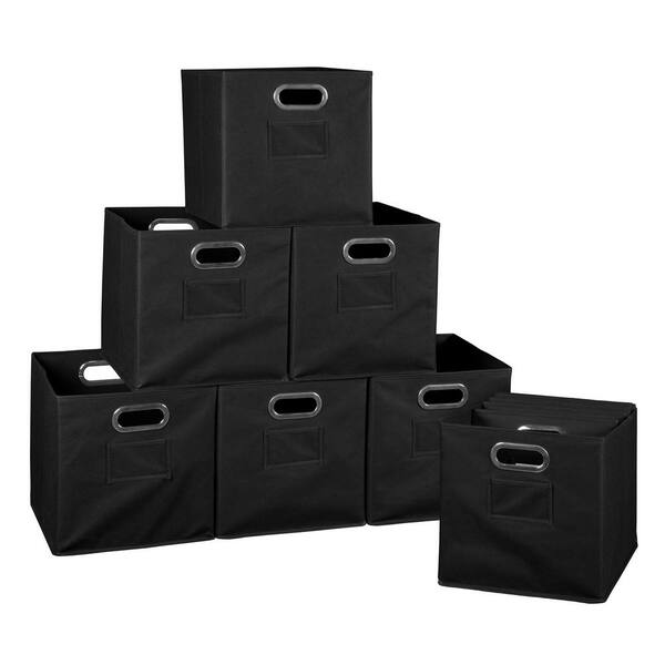 Regency HDCHTOTE12PKBK 12 in. H x 12 in. W x 12 in. D Black Fabric Cube Storage Bin 12-Pack - 1