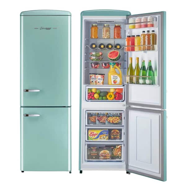 Classic Retro 23.6 in 11.7 cu. ft. Frost Free Retro Bottom Freezer Refrigerator in Ocean Mist Turqoise, ENERGY STAR