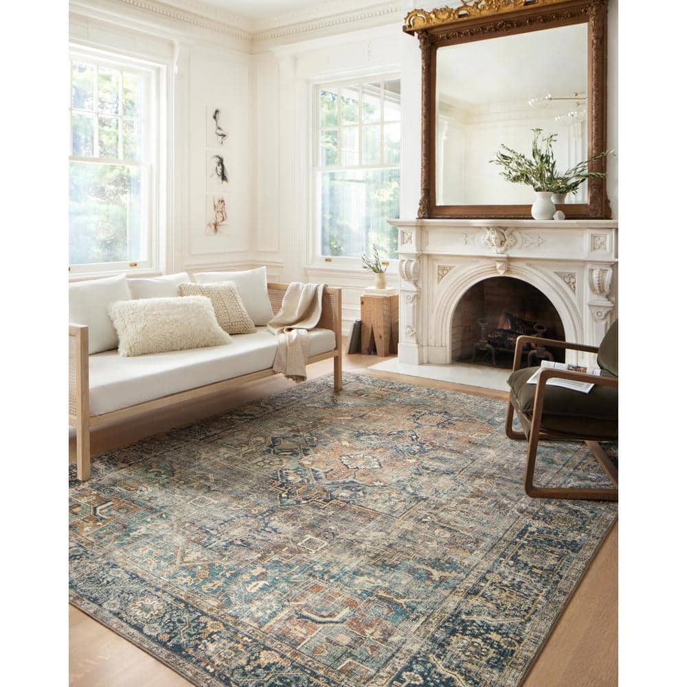 Elysian Blue Oriental 5' x 7'6" Synthetic Area Rug