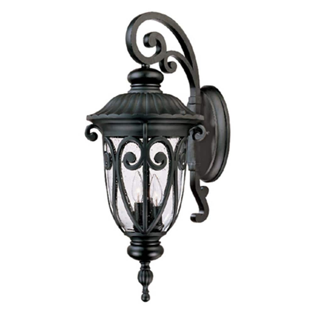 Hailee 3-Light Matte Black Outdoor Wall Lantern Sconce