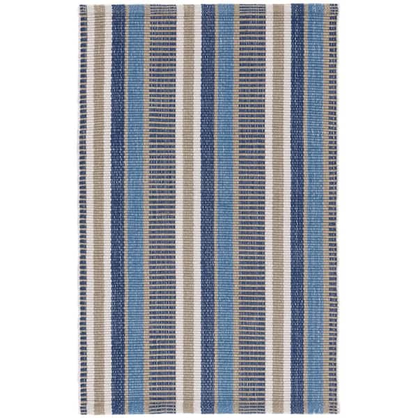 Always Greener Handwoven Blue/Grey 3 ft. x 8 ft. Outdoor Runner Rug