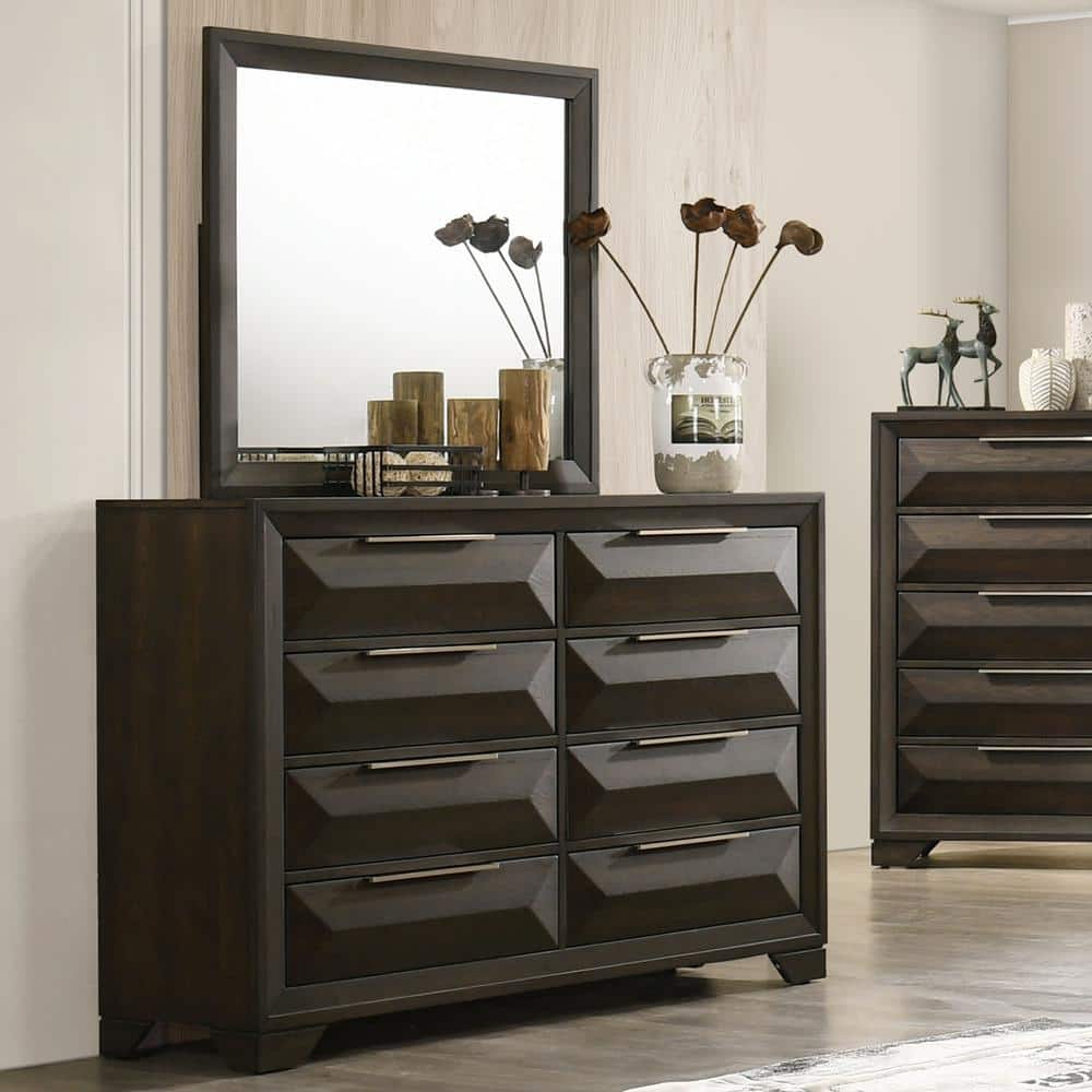 Furniture of America Pinnete Espresso 8-Drawer 58.5 in. Dresser with ...
