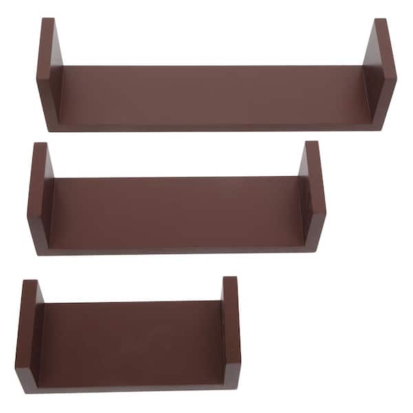 Winado 17 in. x 4 in. x 4 in. 3-Piece Brown Wood Decorative Wall Shelves