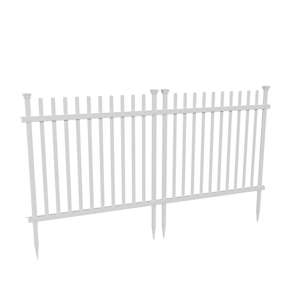 Burbank 3.5-ft White Vinyl Flat-top Picket Fence Panels
