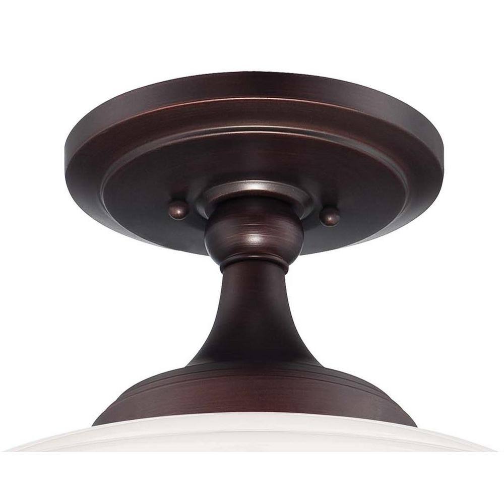 Brushed Bronze Opal Glass Semi-Flush Mount Ceiling Light