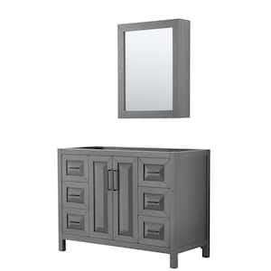 Daria 47 in. W x 21.5 in. D x 35 in. H Single Bath Vanity Cabinet without Top in Dark Gray with Med Cab Mirror