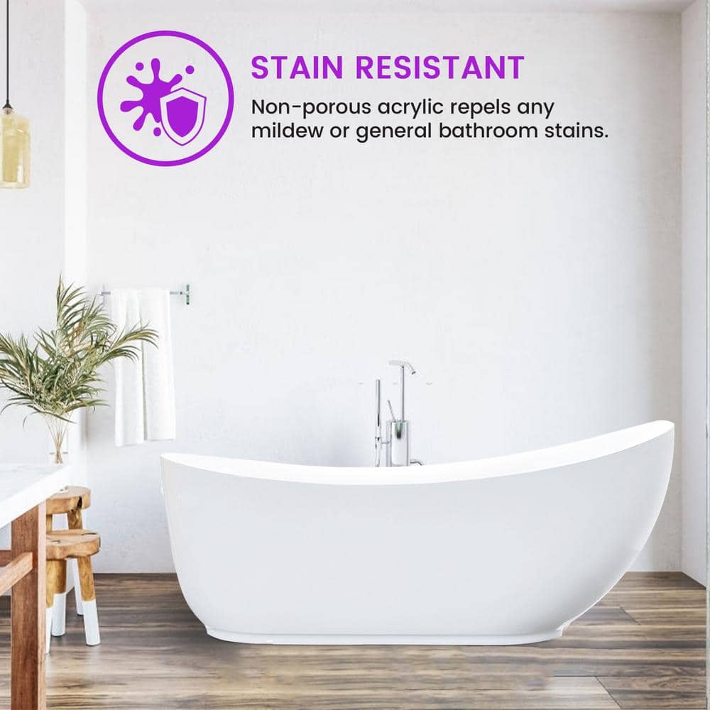 71'' White Acrylic Freestanding Soaking Bathtub