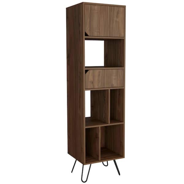 RST BRANDS Aster Hairpin 75 in. x 18 in. Walnut Mid Century Bookcase