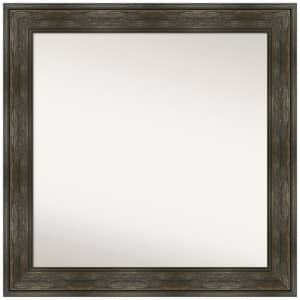 Rail Rustic Char 31.75 in. x 31.75 in. Non-Beveled Farmhouse Square Framed Wall Mirror in Brown