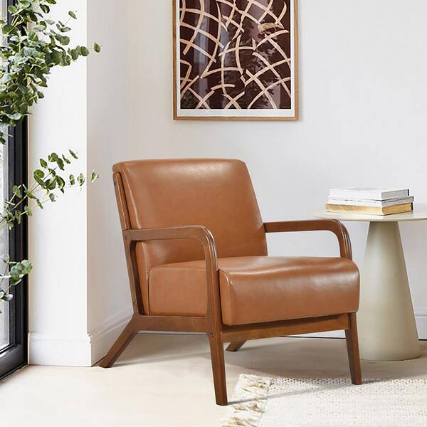 Lazzara Violette Matt Brown Faux Leather Arm Chair 1247BRW-1 - The