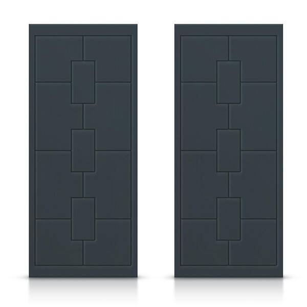 CALHOME 60 in. x 80 in. Hollow Core Charcoal Gray Painted Composite MDF Interior Double Closet Sliding Doors